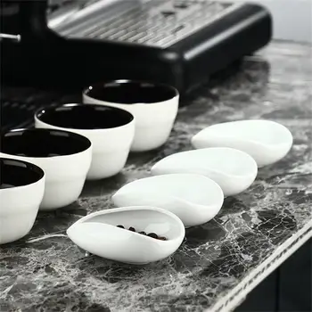 Kohvioad Annus Plaate Puhas Valge Keraamika Tee Set Lusikatäit Kuju Disain Plaate Espresso Kohvi Barista Tarvikud