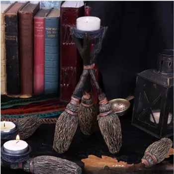 Kolmekordne Broomstick Nõidus Tealight Holde Asju Kodus Küünlad Omanike Kodus Kaunistused Hallowmas Teenetemärgi