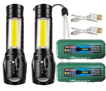 LED taskulamp Laetav Mini-USB Ultra Bright Pihuarvutite väike kaasaskantav tasku flash with COB pool otsing valgus Kõrge luumenit