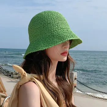 Lai Brimmed Päike Õled Müts Naiste Suvel Uus Beach Straw Hat Lihtne Päikesekaitsetoodete Visiir Mereäärne Puhkus Õled Kopp Müts