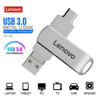 Lenovo High Speed USB Flash Drive Android OTG Ja Arvuti Three-in-one Pen Drive 2tb/1 tb USB Stick Pööratav Pen Drive For PC