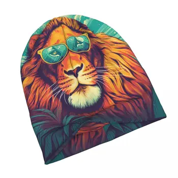Lõvi Õhuke Beanie Graafiline Illustratsioon Päikeseprillid Neli Aastaaega Hip-Hop Kapuuts Kottis Unisex Kork