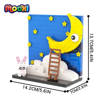 MOOXI Loominguline tähistaeva Kuu Stseeni Loomade Küülik ehitusplokk Tellis Haridus-Mänguasi Lastele Kingitus Koguda Osad MOC1099