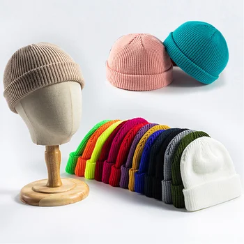 Mehed Naised Lihtne Mütsid Unisex Soe Kootud Müts Sügis-Talv Beanies Värviga Paar Müts Hip-Hop Madrus Ühise Põllumajanduspoliitika Brimless Kork