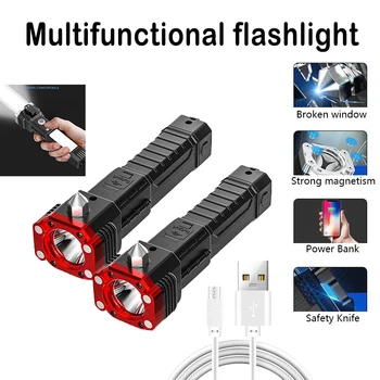 Multifunktsionaalne LED Taskulamp USB Laetav COB pool tuled töötuli Väljas Veekindel Avarii Self Rescue Torch