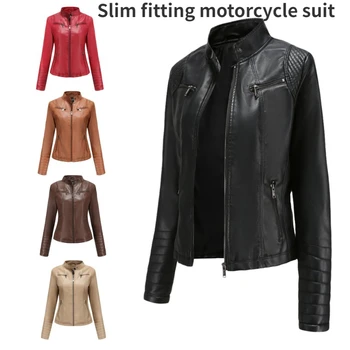 Nahkjakk naistele, Euroopa ja Ameerika mootorrataste kanda Euroopa suurus nahast jakk naiste lühike stiilis jakk