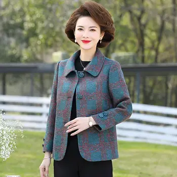 Naiste 2023 Uus Kevad-Sügis korea keskealine Ema Prindi Jakk, Vintage-Moe Vabaaja Pikad Varrukad Lahti Mantel Outwear Z12