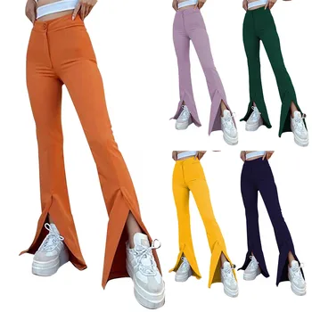 Naiste Fashion Kick Volt Temperament Lõhestunud Isiksus (Solid Color Bell Naiste Sweatpants Kärbitud Püksid Naiste Vabaaja