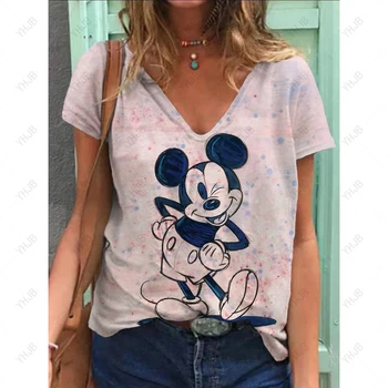 Naiste Mood T-särk Disney Minnie Mickey Mouse Prindi Igapäevane Casual Lühikeste varrukatega Särk 2023 Suvel Lihtne Street Naiste Top