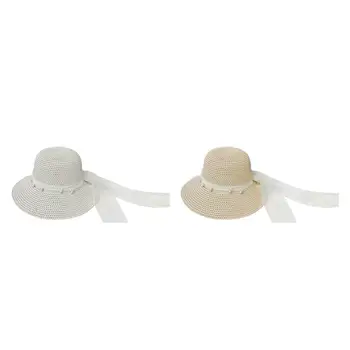 Naiste Mütsid Straw Suvel Rannas Müts Daamid Hingav Päike Müts Packable Lindi Siduda Kopp Müts Puhkus, Reisimine Puhkus