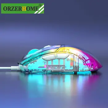 ORZERHOME Läbipaistev RGB Juhtmega Hiirt 7 peamised Makro Programmeerimine 12800 DPI Gaming Hiired LED Taustavalgustusega Kaasaskantav Gamer Hiir Sülearvuti