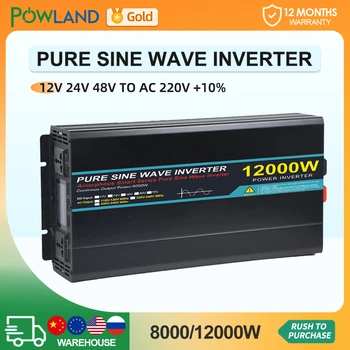 POWLAND Inverter 12V 24V 48V AC 220V 8000W 10000W 12000W Puhas Siinus Päikese puldiga Lülitus Toide Inverter
