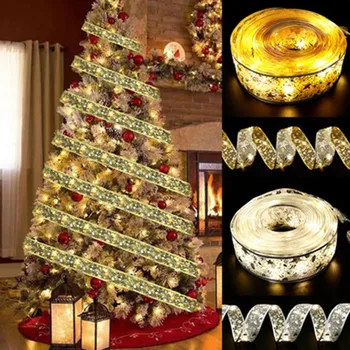 Pidulik Pool Supplie 1/2 M LED Lindi Kristuse String Valgus Kristuse Puu Torukübar Vibu Lint Decor Jõulud Ripats Tilk Kaunistused