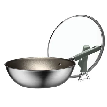 Pinnakatteta ja mitte-stick pann Titanium roostevabast terasest wok köögitarbed
