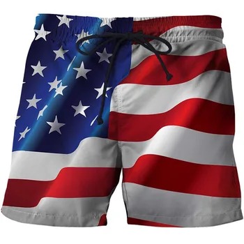 Populaarne Havai meeste lühikesed püksid, Lipp, Ameerika Ühendriigid 3D muster, mitteametlik casual spordi püksid, 4XL beach lühikesed püksid