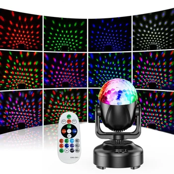 RGB Mini Disko Pall Liigub Pea Kerged Pöörlevad Valgus, Heli Kontrolli Strobe Etapi Mõju Valguse Poole Jõulud Puhkuse Teenetemärgi