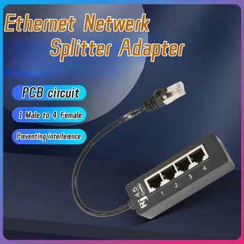 RJ45 KASSID 4In1 Ethernet Splitter Kaabel Arvuti 1 Mees 4 Naissoost LAN Port Adapter kullatud Core Poort Voor Võrgustik EXPANDER