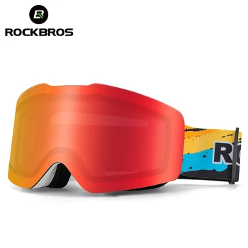 ROCKBROS Red-dot Ski Goggles Värvi muuta täiskaadris Suur Visioon Double Layer Anti-fog Ühe Juhatuse Polariseeritud Suusa Prille