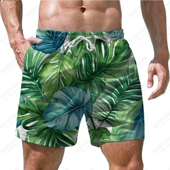 Rohelised Lehed 3D Printimine Muster, lühikesed Püksid Meeste Kõrge kvaliteediga Püksid Lahti ja Lihtne ujumispükstel Mood Suvel Uued Püksid