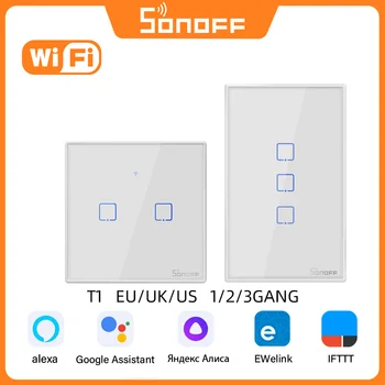 SONOFF T1 WiFi Smart Wall Lüliti EU/UK 1/2/3 Gang Valguse Lüliti, Kaugjuhtimispuldi Kaudu Ewelink APP Töötab Alexa Google Kodu