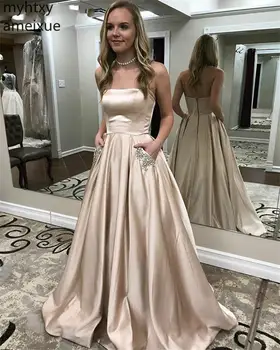 Seksikas Crystal Beaded-line Flooor Pluss Suurus õhtukleit Kleidid Naistele 2023 Pikkus Tõmblukk Tagasi Satiin Kleit De Iltamat