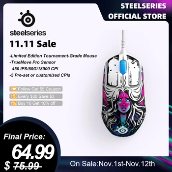 SteelSeries Peaminister Neo Noir Väljaanne Wired Gaming Mouse Kerge Esports Hinne Täpsuse Jälgimine Hiirtel TrueMove Pro Sensor