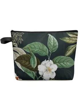 Taime Väikesed Valged Lilled, Makeup Bag Kott Travel Essentials Lady Naiste Kosmeetika-Kotid Wc Korraldaja Lapsed Ladustamise Penaali