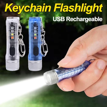 Taskulamp Mini Kaasaskantav Võtmehoidja LED USB Laadimine, Kõrge Ere Taskulamp 11 Režiimid Veekindel Avarii Magnet Tuled UV-Lambid