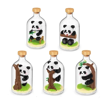 Teemant Osakeste ehitusplokk Mänguasi DIY Assamblee Pudel Panda igapäevaelu Ronida süüa bambusest Seeria Mänguasjad Lastele Kingitused