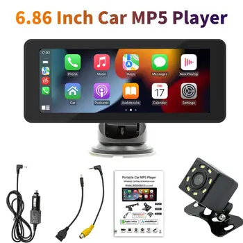 Traadita Carplay Android Auto MP5 Mängija 6.86 Tolline Bluetooth Käed-vaba Mirrorlink Sisseehitatud Kõlar FM-Raadio koos Tagurpidi Kaamera