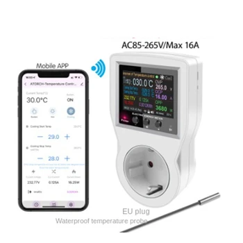 Tuya Smart Home Wifi Socket VAHELDUVVOOLU Voltmeeter Digitaalne Termostaat Koos Ajastamise Lüliti Andur Kollektori Jahutus-Ja Kütte-UK Plug