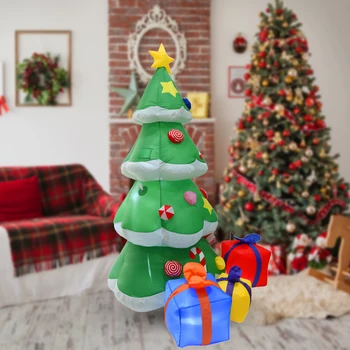 Täispuhutav Särava Jõulupuu koos LED Valgus Xmas Tree Ornament Väljas Muru Hoovis Home Decor