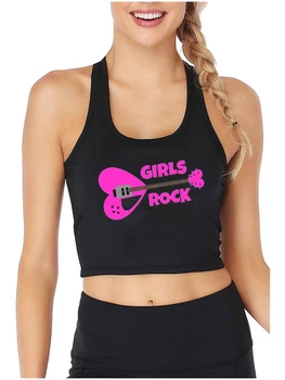 Tüdrukud Rock Graafika Seksikas Slim Fit Crop Top Rock Muusika Armastaja Street Fashion Puuvill Tank Eesotsas Suvel Tervisespordi Camisole