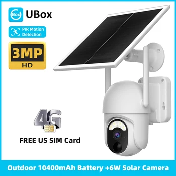 UBox APP 4G CCTV Kaamera 4G Päikese Aku TASUTA MEILE Sim-Kaardi 3MP Väljas Turvalisuse PTZ PIR Tähelepanu keskpunktis Valve Kaamera