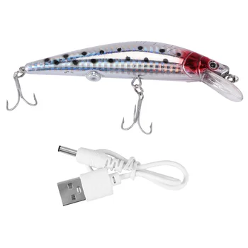 USB Laetav LED Tõmblemine Kala Meelitada Elektrilised Sööt Elu Nagu Vibreerima Kalapüügi Peibutis Kolmene Konks Elektroonilise Fishing Söötasid