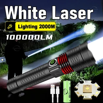 UUS Laetav LED Taskulambid Valge Laser Lamp Helmed 100000 Luumenit Super Ere Taskulamp Võimas Laterna Telkimine Tõrvik