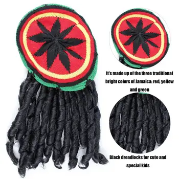 Unikaalne Punutud Müts Reggae Müts Reggae-inspireeritud Halloween Mütsid Villase Koo Baretid Musta Rastapatsid Võltsitud Punutised Etniliste
