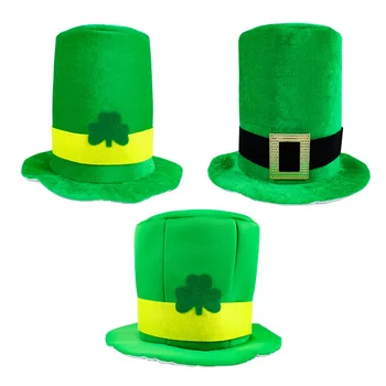 Unisex Roheline Samet Torukübarat Naised Mehed Saint Patricks Day Iiri Leprechaun Cosplay Kostüüm Pool Müts Shamrock ' Saint Patrick Caps