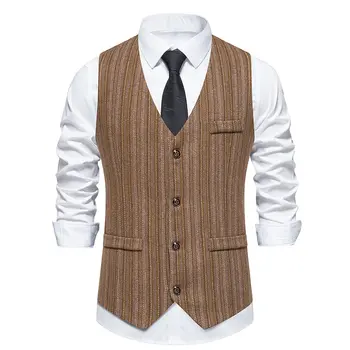 Uued Meeste Särgid Vabaaja V-kaeluse Kalasaba Tweed Ülikonna Vest Fashion Business Ametliku Kleit, Vest Pulm Smoking