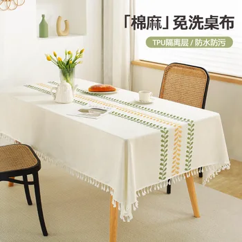 Uus 2023 puuvillane tikitud tablecloths_Ling120