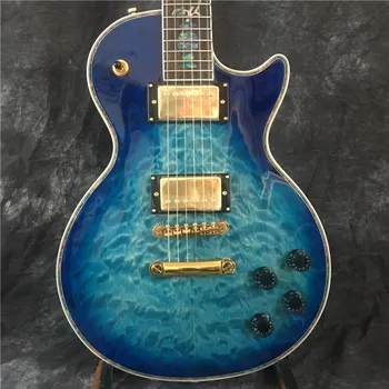 Uus kvaliteetne elektriline kitarr abalone, abalone lill inkrusteeritud electric guitar fingerboard, sinine suur lill. tasuta tarne