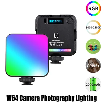 W64 Mini RGB LED Video Valgus, Kaamera Foto-Valgustus Magnet-3 Külm Kinga 2500-9000K 2000mAh CRI95+ 20 Värvi Mõju
