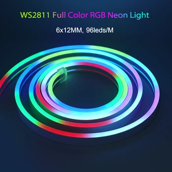 WS2811 RGBIC LED Neoon Riba 5M 10M 12V/24V Juhitava Neoon valguskaabel Veekindel DIY Valgus Baar Kodus Dünaamiline Decor Valgustus