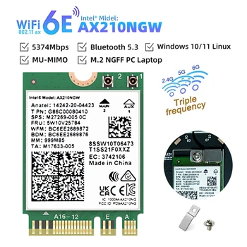 WiFi 6E Intel AX210 Bluetooth-5.3 M. 2 wifi Kaardi AX210NGW 2,4 Ghz, 5 ghz 6Ghz 5374Mbps 802.11 ax Wifi 6 Adapter sülearvuti