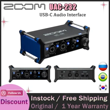 Zoom UAC-232 Audio Converter with 32-Bitine Float Audio Interface 2 XLR/TRS Combo Sisendid Kõrvaklappide Muusika & LIVE Streaming