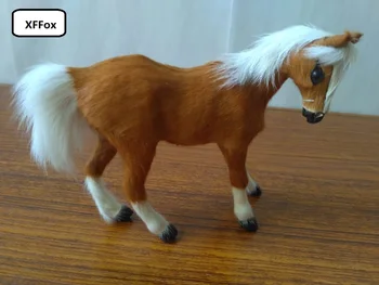 armas reaalne elu väike hobune, mudeli plastikust&karusnahk simulatsiooni kollane hobune kingitus umbes 12x10cm xf1825