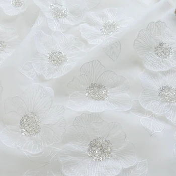 uus alumine hele silk organza materjali kolmemõõtmeline pärl tikandid telas Naiste kleit suspender kleidi riie