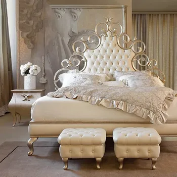 \uxury high-end täispuidust voodi luksus ühe topelt täispuidust nikerdatud õõnes printsess voodi prantsuse kangast pehme voodi
