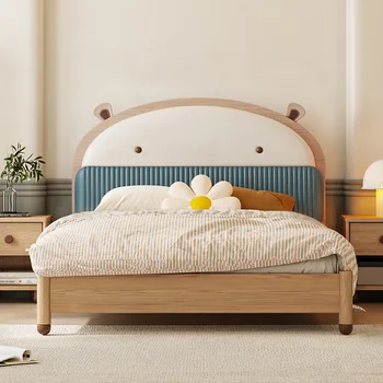 Õli tuul teisese nahast voodi topelt queen bed 1,5 meetrit lihtne, kaasaegne voodi 1.2 meetrit laste voodi